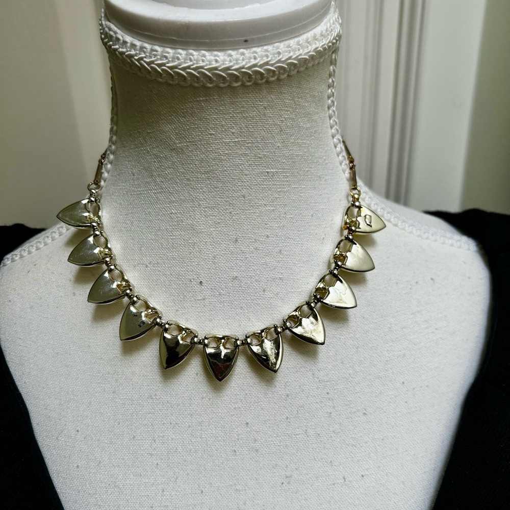 Vintage Yellow (heart or shield shape) Necklace with Silver Accents - Picture 5 of 9